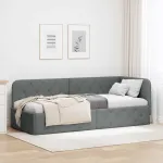 Cadru de pat colțar Gri închis 80 x 200 cm țesătură GartenMobel Dekor