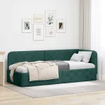 Cadru de pat colțar Verde închis 80 x 200 cm țesătură GartenMobel Dekor