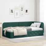 Cadru de pat colțar Verde închis 90 x 190 cm țesătură GartenMobel Dekor