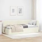 Cadru de pat colțar cu headboard Crem 80 x 200 cm Catifea GartenMobel Dekor