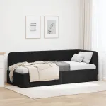 Cadru de pat colțar cu headboard Negru 80 x 200 cm Catifea GartenMobel Dekor