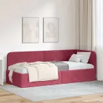 Cadru de pat colțar cu headboard Roșu Vin 80 x 200 cm Catifea GartenMobel Dekor