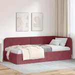 Cadru de pat colțar cu headboard Roșu Vin 90 x 200 cm țesătură GartenMobel Dekor