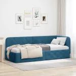 Cadru de pat colțar cu headboard albastru 80 x 200 cm Catifea GartenMobel Dekor