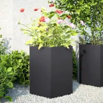 Jardinieră de grădină negru 46x40x45 cm oțel hexagonal GartenMobel Dekor