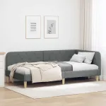 Cadru de pat colțar Gri închis 90 x 190 cm țesătură GartenMobel Dekor