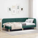 Cadru de pat colțar Verde închis 100 x 200 cm țesătură GartenMobel Dekor
