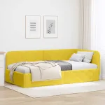 Cadru de pat colțar cu headboard Galben 90 x 200 cm Catifea GartenMobel Dekor