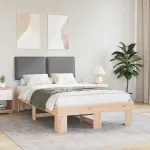 Cadru de pat cu tăblie tapițată Gri deschis 120 x 190 cm GartenMobel Dekor