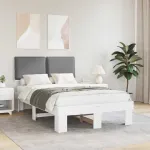 Cadru de pat cu tăblie tapițată Gri deschis 120 x 190 cm GartenMobel Dekor