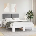 Cadru de pat cu tăblie tapițată Gri deschis 135 x 190 cm GartenMobel Dekor