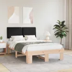 Cadru de pat cu tăblie tapițată cu headboard Negru 120 x 190 cm GartenMobel Dekor