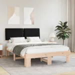 Cadru de pat cu tăblie tapițată cu headboard Negru 160 x 200 cm GartenMobel Dekor