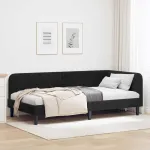 Cadru de pat colțar cu headboard Negru 100 x 200 cm Catifea GartenMobel Dekor