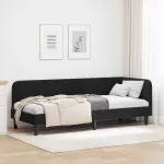 Cadru de pat colțar cu headboard Negru 80 x 200 cm Catifea GartenMobel Dekor