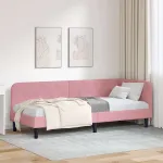 Cadru de pat colțar cu headboard Roz 80 x 200 cm Catifea GartenMobel Dekor
