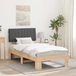Cadru de pat cu tăblie tapițată Gri închis 100 x 200 cm GartenMobel Dekor