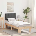 Cadru de pat cu tăblie tapițată Gri închis 80 x 200 cm GartenMobel Dekor