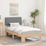Cadru de pat cu tăblie tapițată Gri deschis 100 x 200 cm GartenMobel Dekor