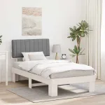 Cadru de pat cu tăblie tapițată Gri deschis 100 x 200 cm GartenMobel Dekor