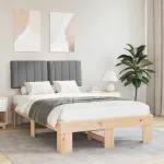 Cadru de pat cu tăblie tapițată Gri deschis 120 x 190 cm GartenMobel Dekor