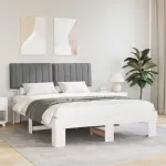 Cadru de pat cu tăblie tapițată Gri deschis 160 x 200 cm GartenMobel Dekor