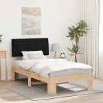 Cadru de pat cu tăblie tapițată cu headboard Negru 100 x 200 cm GartenMobel Dekor