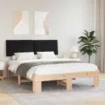 Cadru de pat cu tăblie tapițată cu headboard Negru 160 x 200 cm GartenMobel Dekor