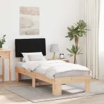 Cadru de pat cu tăblie tapițată cu headboard Negru 80 x 200 cm GartenMobel Dekor