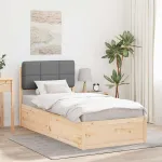 Cadru de pat cu tăblie tapițată Gri deschis 100 x 200 cm GartenMobel Dekor