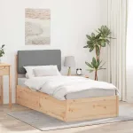 Cadru de pat cu tăblie tapițată Gri deschis 100 x 200 cm GartenMobel Dekor