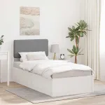 Cadru de pat cu tăblie tapițată Gri deschis 80 x 200 cm GartenMobel Dekor