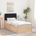 Cadru de pat cu tăblie tapițată cu headboard Negru 75 x 190 cm GartenMobel Dekor