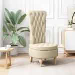 Fotoliu slipper Crem 56,5 x 70 x 110 cm țesătură GartenMobel Dekor