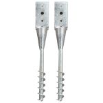 Țăruși de sol, 2 buc., argintiu, 10x10x57 cm, oțel galvanizat GartenMobel Dekor