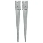 Țăruși de sol, 2 buc., argintiu, 10x10x76 cm, oțel galvanizat GartenMobel Dekor