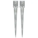 Țăruși de sol, 2 buc., argintiu, 12x12x89 cm, oțel galvanizat GartenMobel Dekor