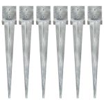 Țăruși de sol, 6 buc., argintiu, 14x14x91 cm, oțel galvanizat GartenMobel Dekor