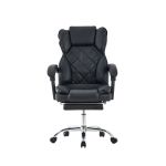 Scaun directorial, suport picioare, spatar rabatabil, pivotant la 360 grade, cotiere buretate, piele ecologica, negru MultiMark GlobalProd