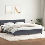 Pat box spring cu saltea, gri închis, 180x210 cm, catifea GartenMobel Dekor