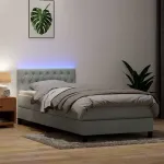 Pat cu arcuri cu saltea și LED, gri deschis, 80x210 cm, catifea GartenMobel Dekor