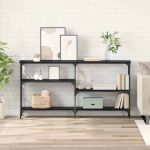 Masă de consolă Stejar negru 150 x 29 x 76.5 cm Lemn compozit GartenMobel Dekor