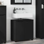 Cabinet pentru chiuvetă de baie cu raft Negru 60 x 30 x 60 cm GartenMobel Dekor