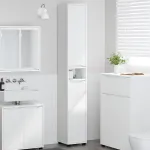 Dulap de Baie cu raft Alb 30,5 x 30 x 195 cm Lemn compozit GartenMobel Dekor