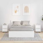 Mese de noptieră 2 pcs Alb 30,5 x 30 x 43 cm Lemn compozit GartenMobel Dekor