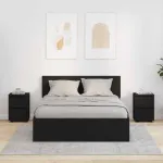 Mese de noptieră 2 pcs Negru 30,5 x 30 x 43 cm Lemn compozit GartenMobel Dekor