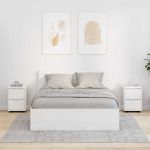 Mese de noptieră cu sertar 2 pcs Alb lucios 30,5 x 30 x 43 cm GartenMobel Dekor