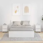 Mese de noptieră cu sertar 2 pcs Alb lucios 30,5 x 30 x 43 cm GartenMobel Dekor