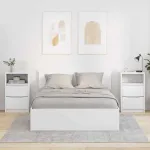 Mese de noptieră 2 pcs Alb 40 x 30 x 467 cm Lemn compozit GartenMobel Dekor