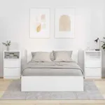 Mese de noptieră cu sertar 2 pcs Alb lucios 40 x 30 x 467 cm GartenMobel Dekor